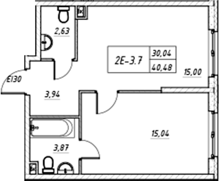 1-комнатная квартира 40.48 м², 15/17 эт., Комплекс апартаментов «Zoom на Неве»